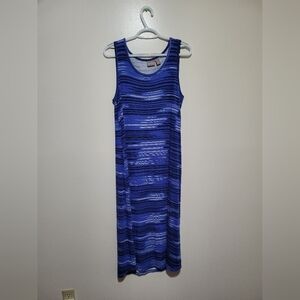 Chico's Navy and Black‎ Striped Maxi Dress
